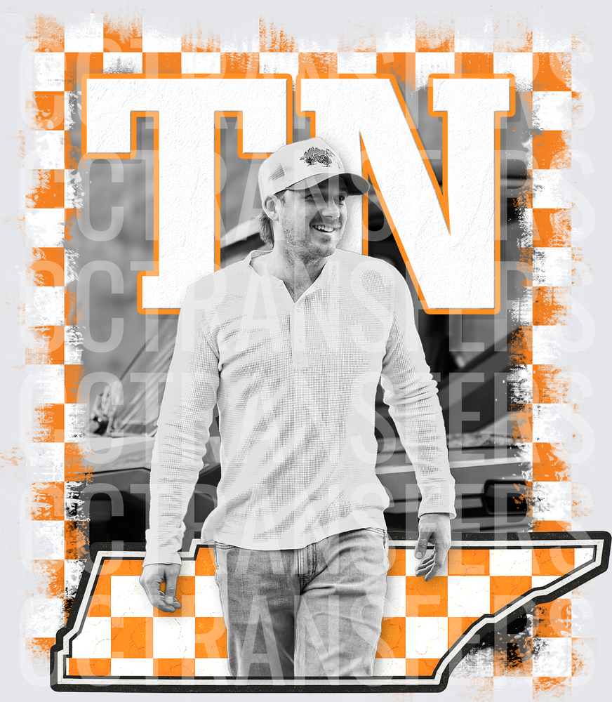 TN State Outline Orange Checkered Man (DTF)