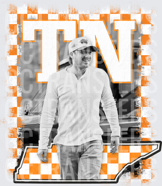 TN State Outline Orange Checkered Man (DTF)