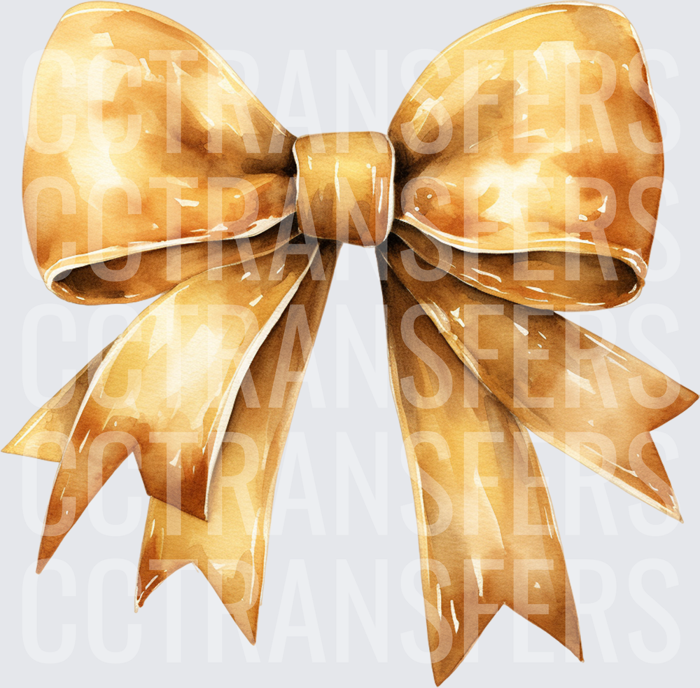 Watercolor Golden Ribbon Bow (DTF)