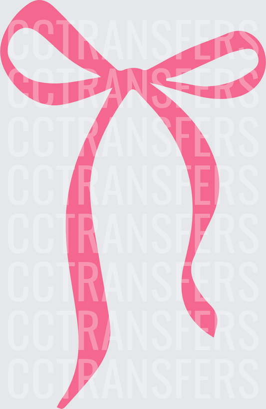 Pink Ribbon Bow with Long Flowing Tails (DTF)