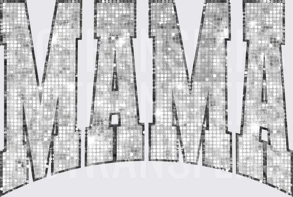 Silver Sequin Glitter MAMA Bold Varsity Letters (DTF)