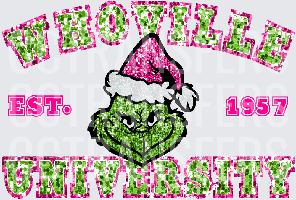 Whoville University Est. 1957 G-Man Glitter Sequin (DTF)