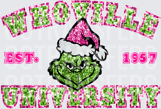 Whoville University Est. 1957 G-Man Glitter Sequin (DTF)