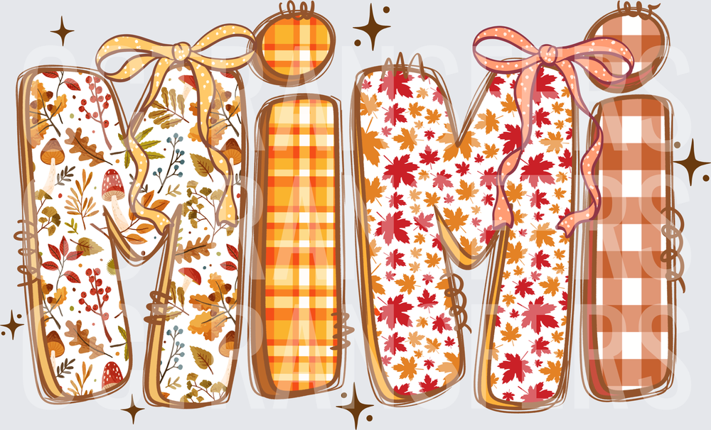 Mimi Fall Autumn Patchwork Plaid Bow Letters (DTF)