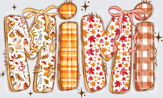 Mimi Fall Autumn Patchwork Plaid Bow Letters (DTF)