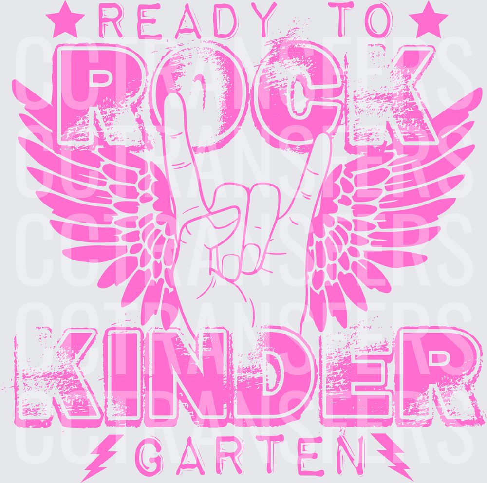 Ready To Rock Kindergarten Pink Wings Rock Hand (DTF)