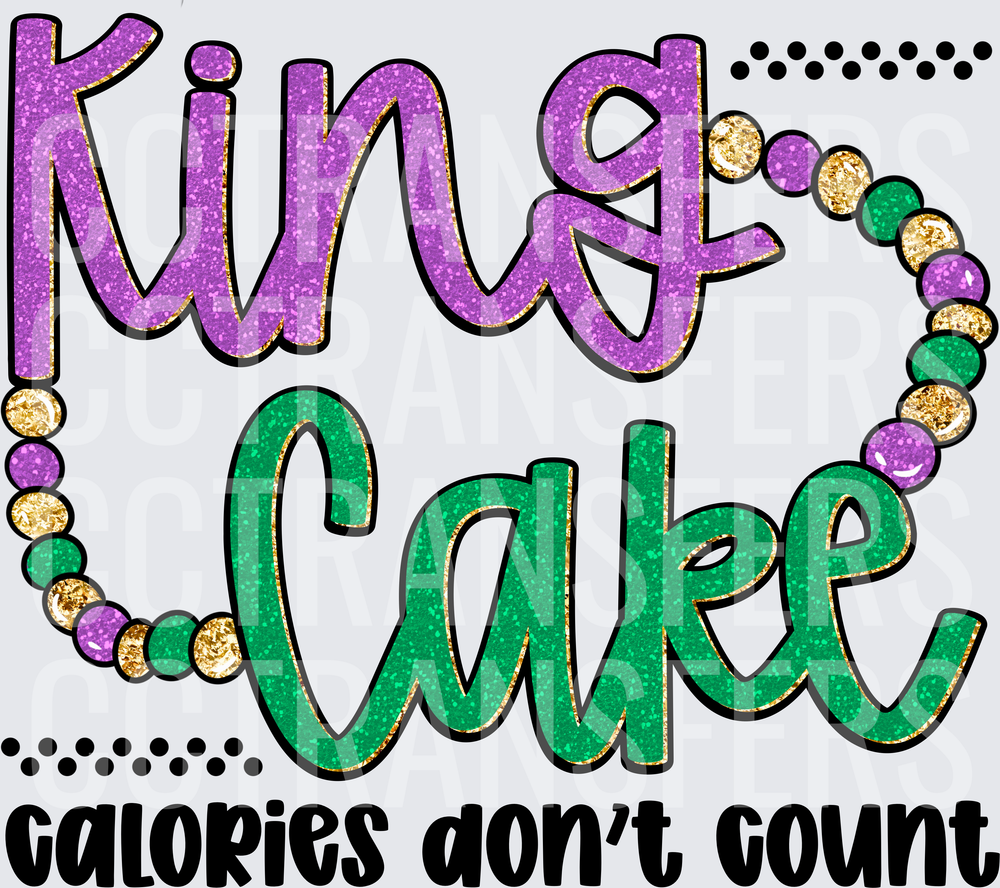 King Cake Calories Don't Count Mardi Gras Beads (DTF)