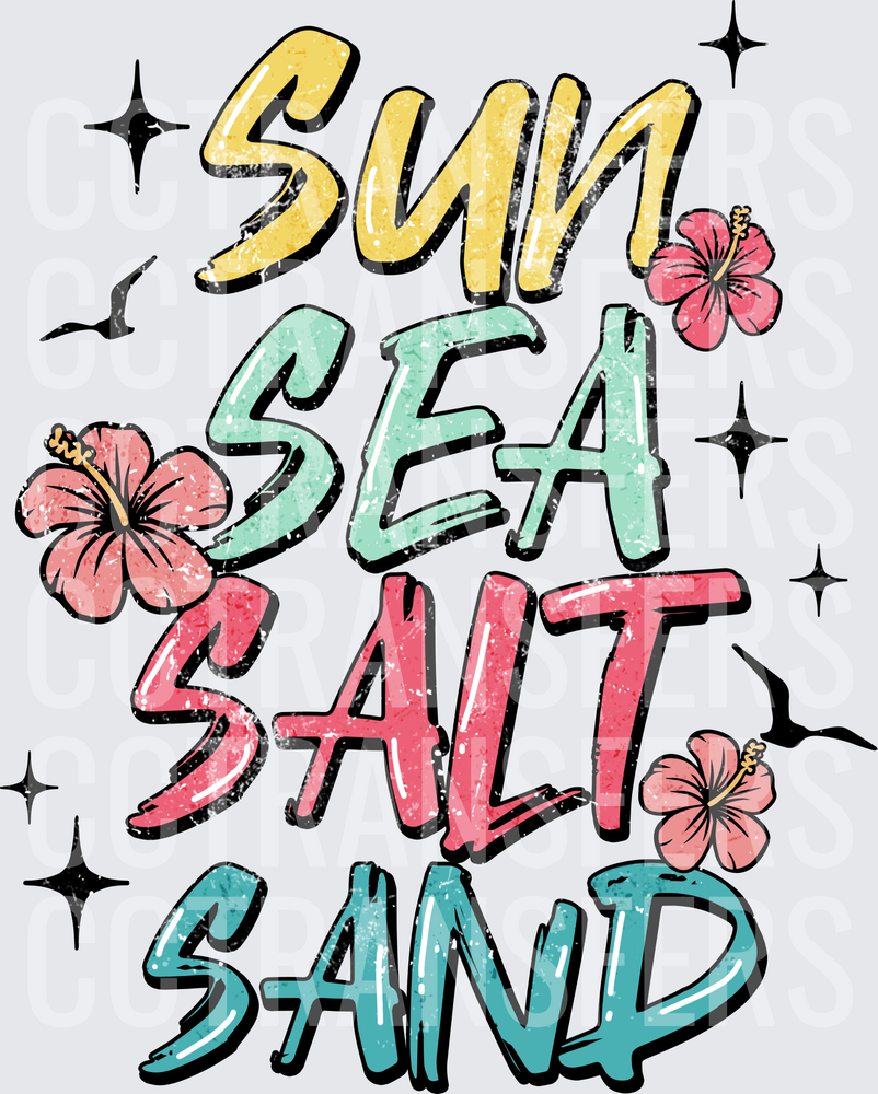 Sun Sea Salt Sand Hibiscus Floral Beach Summer (DTF)