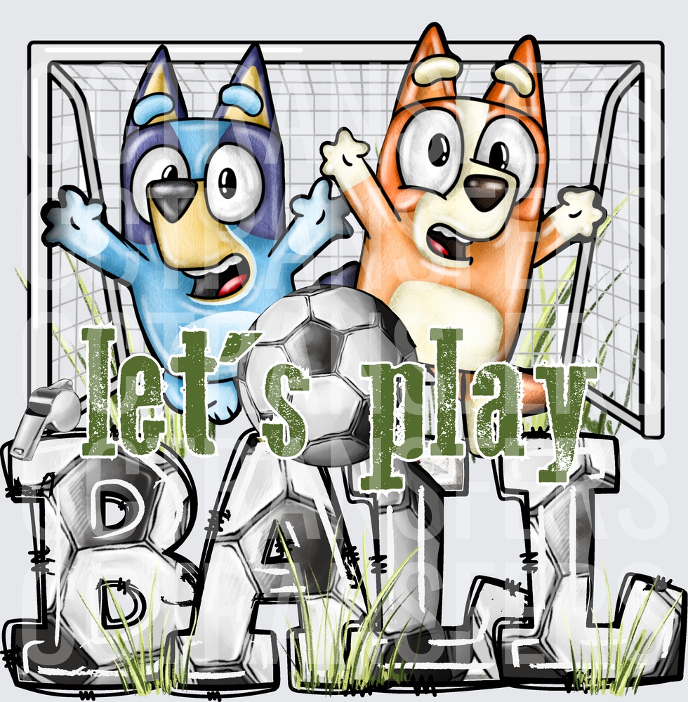 Let's Play Ball Cartoon Puppy Soccer Goal Kids (DTF)