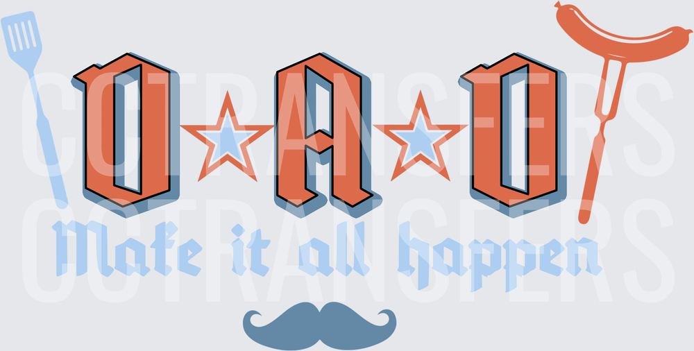 DAD Make It All Happen BBQ Stars Mustache (DTF)