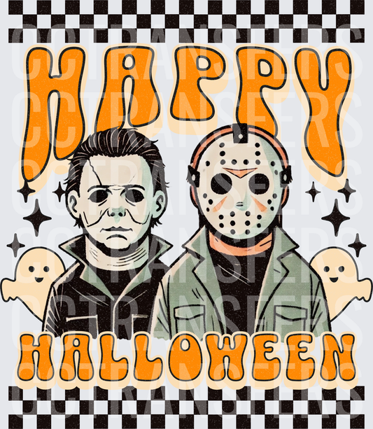 Happy Halloween Michael Myers Jason Voorhees Retro (DTF)