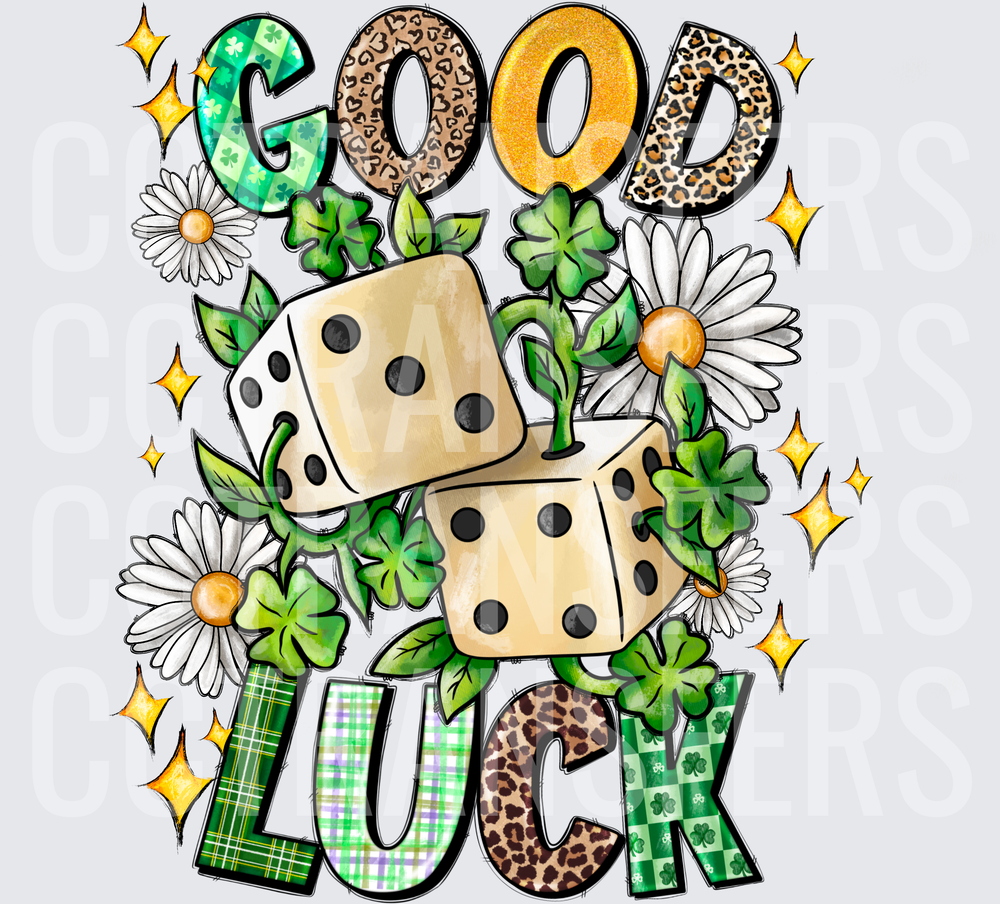 Good Luck Dice Shamrocks Leopard Plaid Daisy Sparkle (DTF)