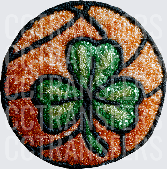 Embroidered Shamrock Clover Basketball Circle Patch (DTF)