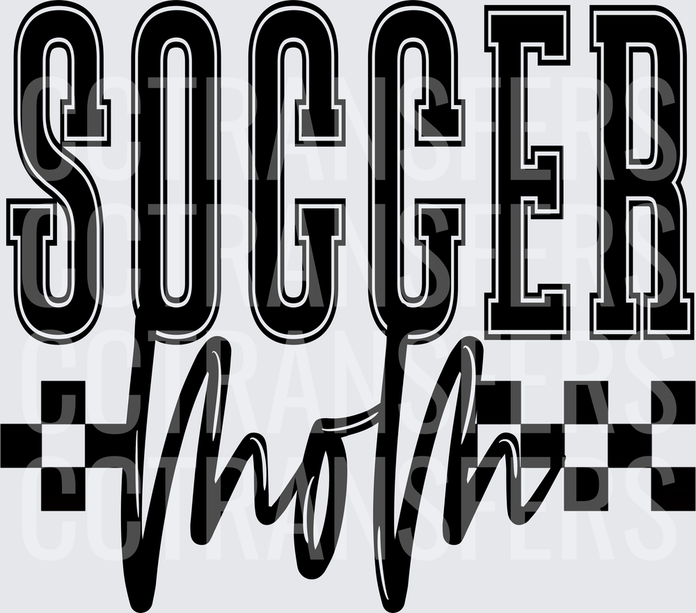 Soccer Mom Bold Varsity Script Checkered Design (DTF)