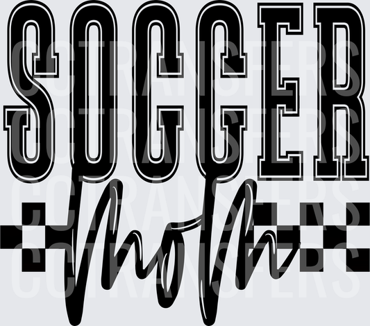Soccer Mom Bold Varsity Script Checkered Design (DTF)