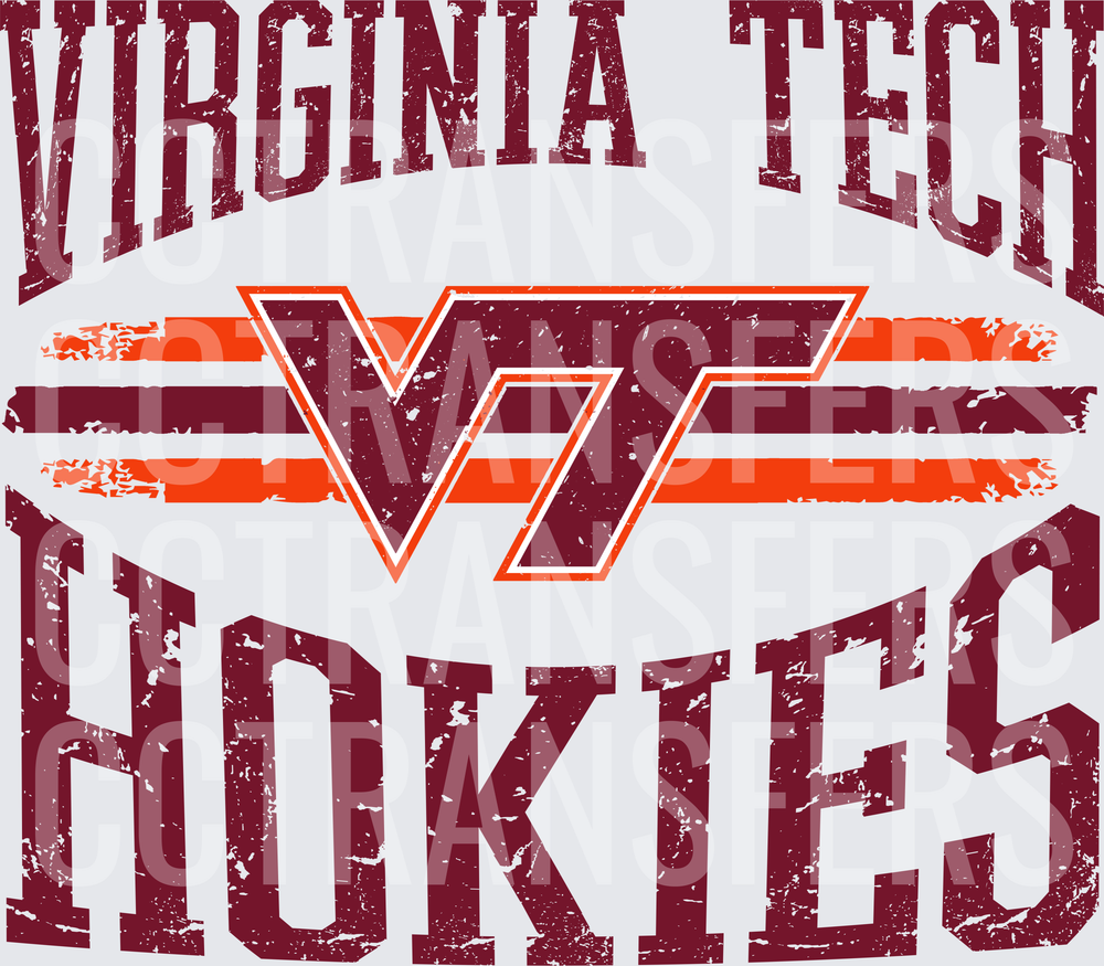 Hokies Distressed Maroon Orange Arch Stripe Logo (DTF)