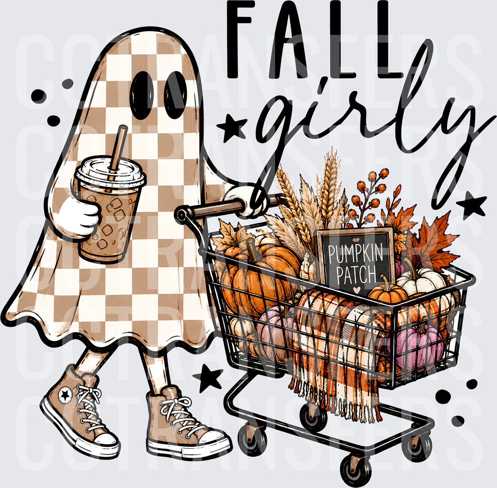 Fall Girly Ghost Pumpkin Patch Shopping Cart (DTF)