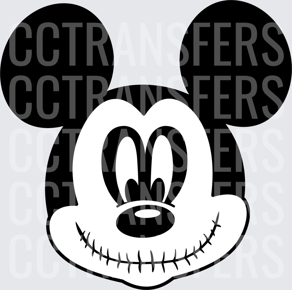 Creepy Cartoon Mouse Face with Stitched Smile (DTF)