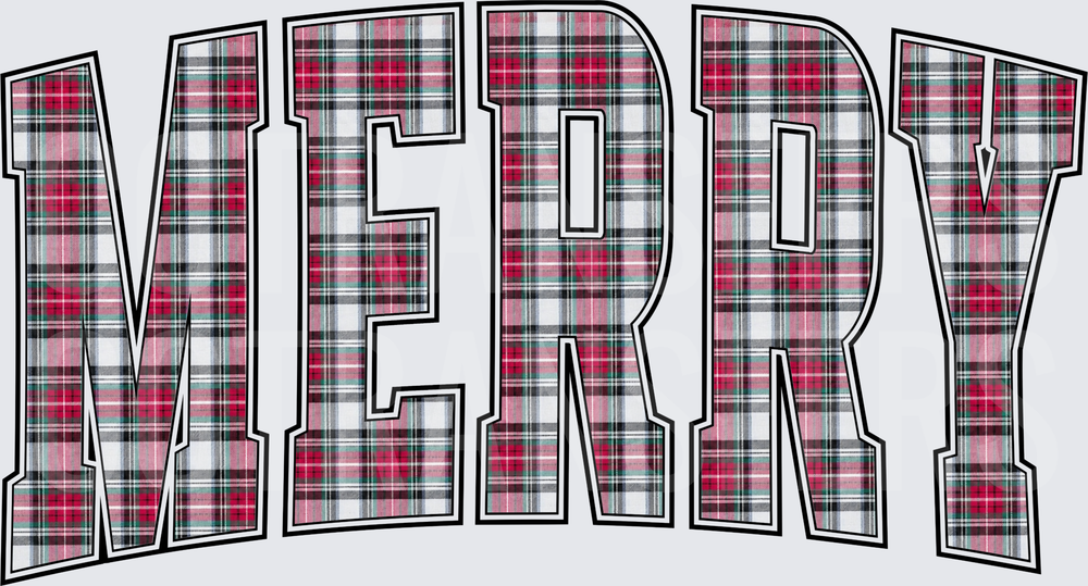 Merry Plaid Varsity Arch Letters Christmas (DTF)