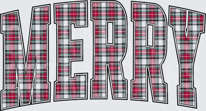 Merry Plaid Varsity Arch Letters Christmas (DTF)