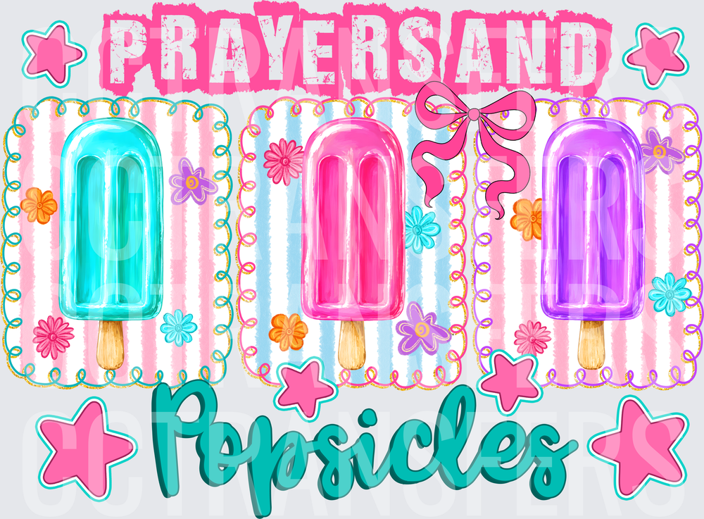 Prayers and Popsicles Colorful Summer Treats Floral (DTF)
