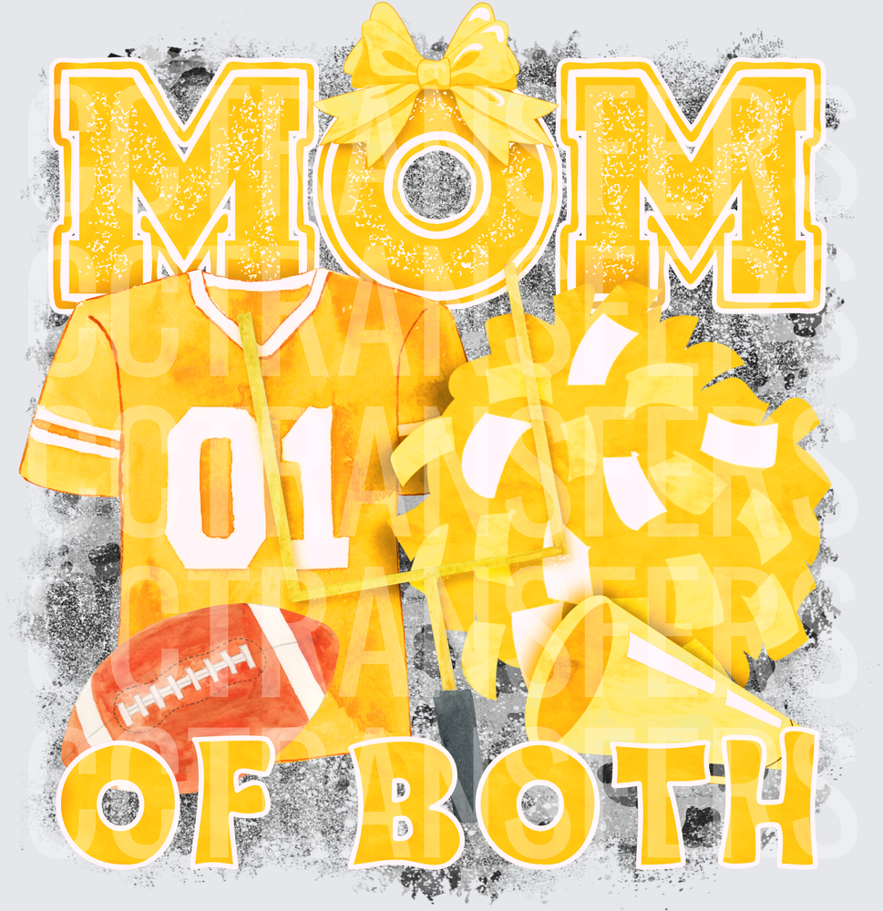 Mom Of Both Football Cheerleader Yellow Gold (DTF)
