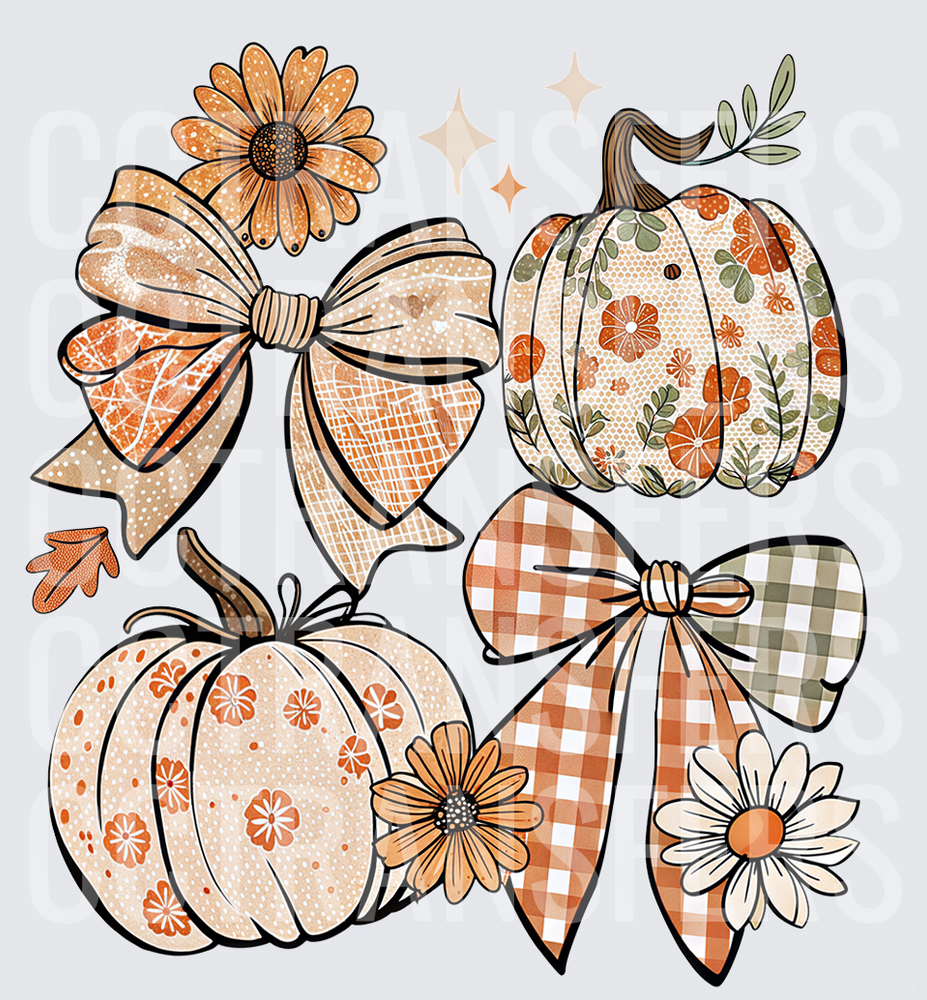 Boho Fall Pumpkins Bows Florals Gingham Autumn (DTF)