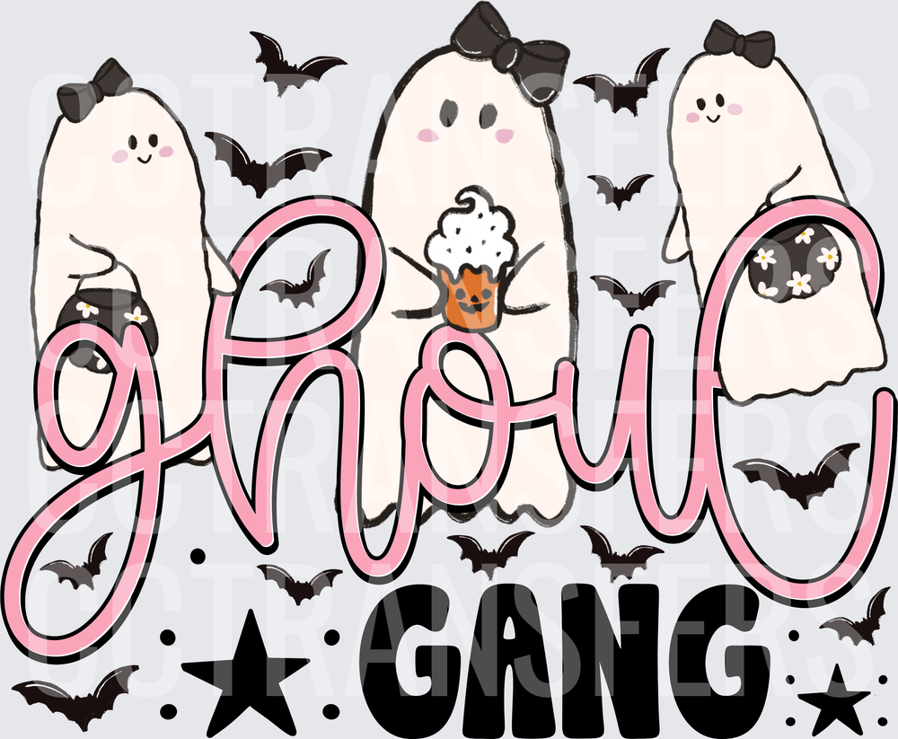 Ghoul Gang Cute Ghost Girls with Bows and Bats (DTF)