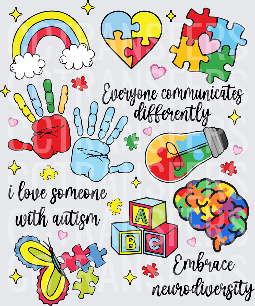Autism Awareness Embrace Neurodiversity Everyone Communicates Differently (DTF)