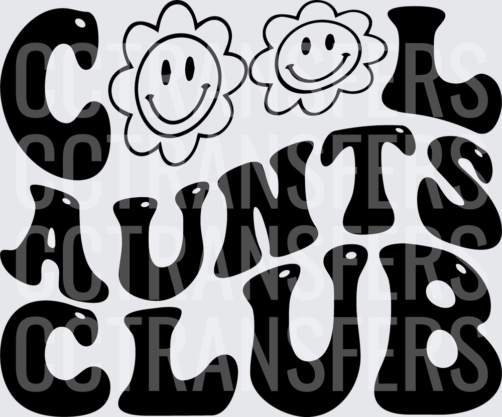Cool Aunts Club Retro Groovy Smiley Daisy Flowers (DTF)
