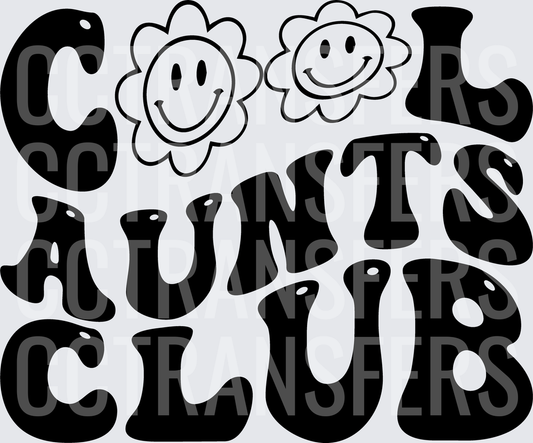 Cool Aunts Club Retro Groovy Smiley Daisy Flowers (DTF)