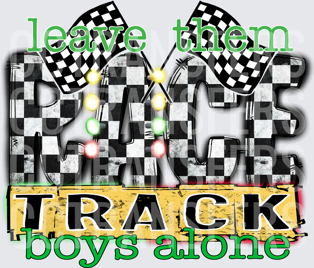 Leave Them Race Track Boys Alone Checkered Flag (DTF)