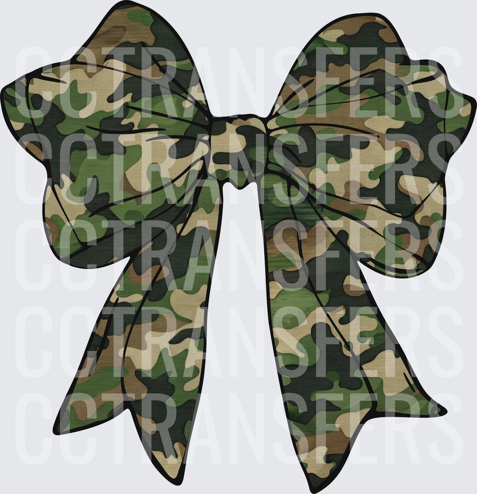 Camo Print Decorative Ribbon Bow (DTF)