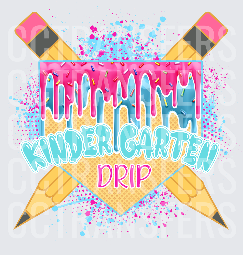 Kindergarten Drip Crossed Pencils Ice Cream Sprinkles (DTF)