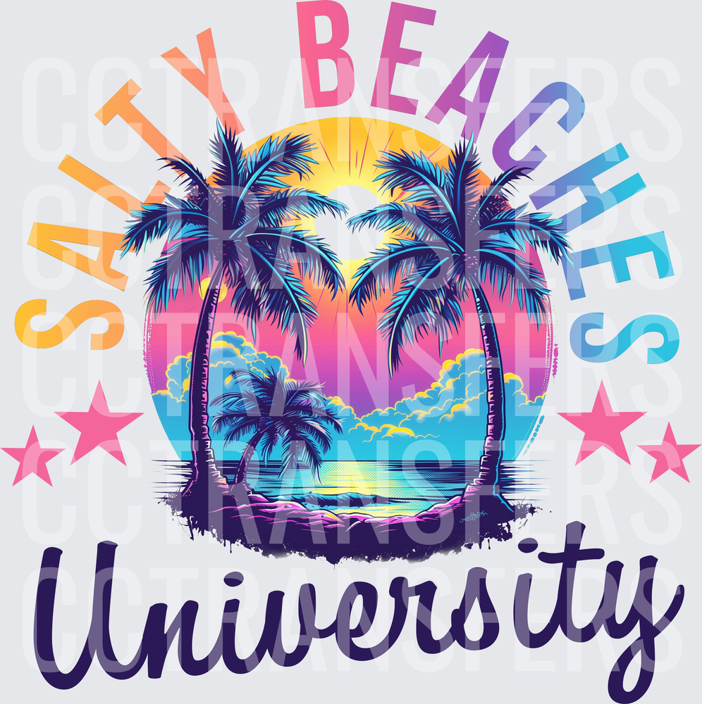 Salty Beaches University Tropical Palm Tree Sunset (DTF)