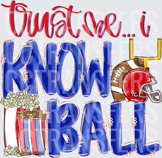 Trust Me I Know Ball Football Helmet Popcorn (DTF)