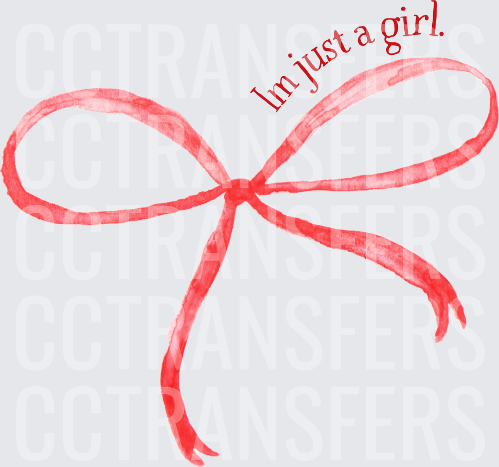 Im Just A Girl Red Watercolor Bow (DTF)