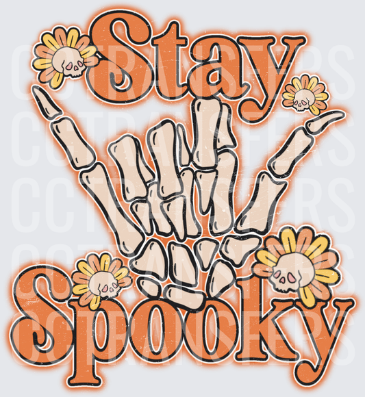 Stay Spooky Skeleton Hand Shaka Skull Flowers (DTF)