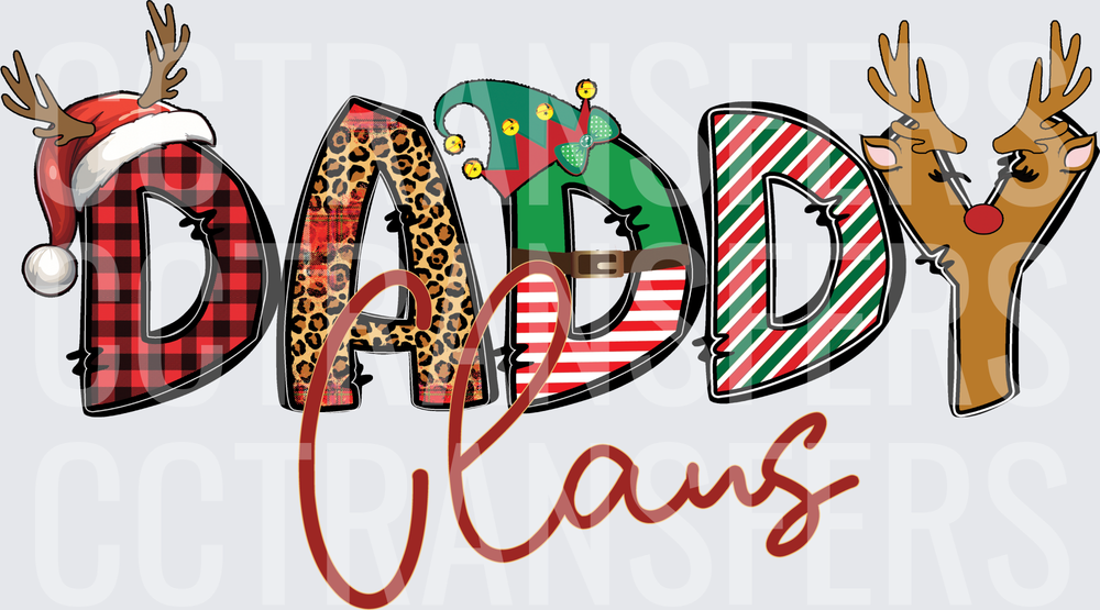 Daddy Claus Christmas Patterned Letters Reindeer (DTF)