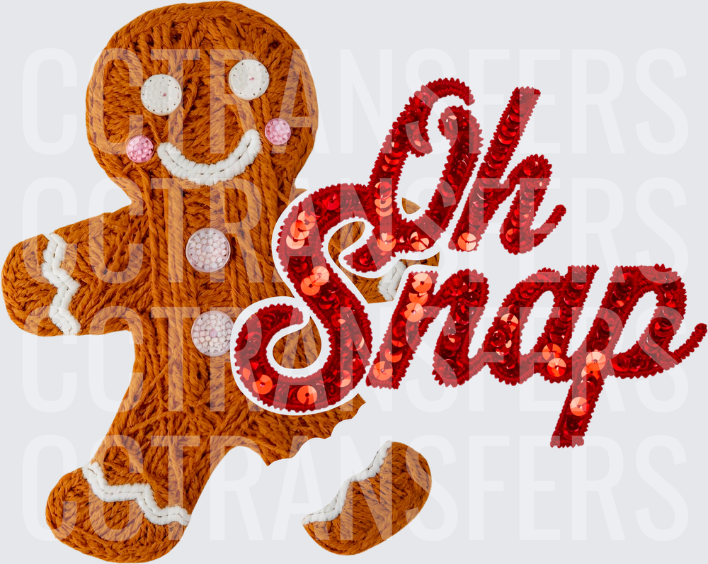 Oh Snap Knit Gingerbread Man Running (DTF)