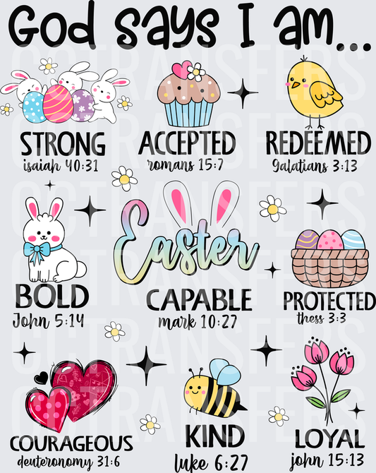 God Says I Am Easter Affirmations Bible Verses (DTF)