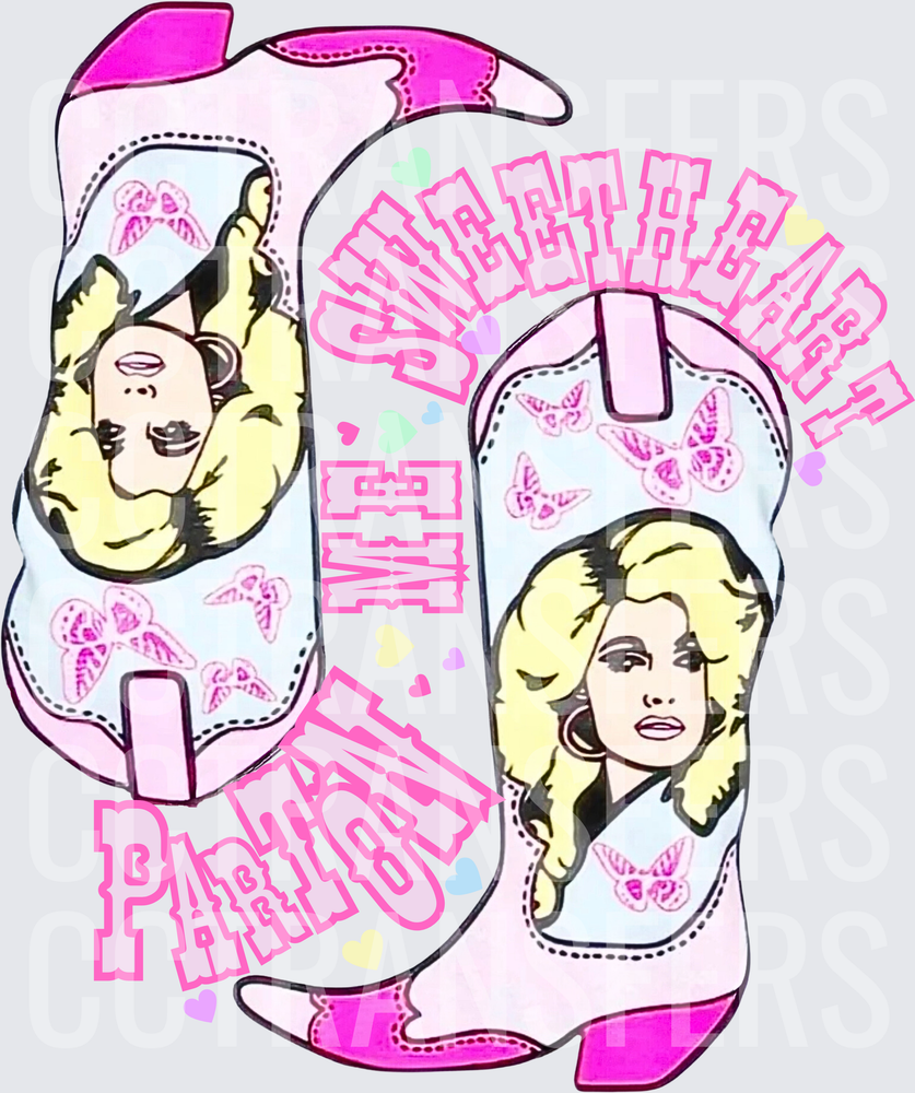 Meet Me Sweetheart Parton Can Pink Cowboy Boots (DTF)