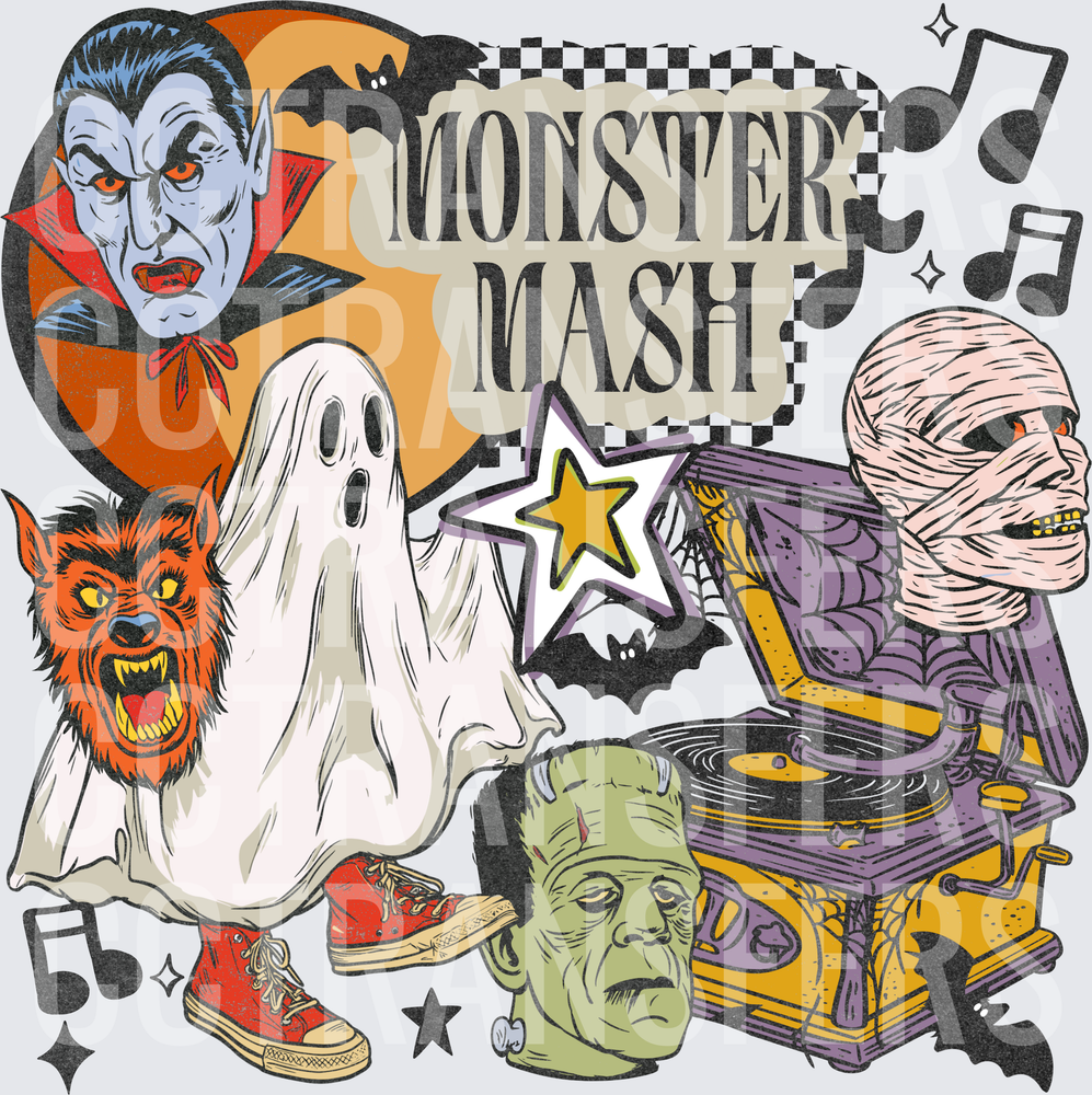 Monster Mash Halloween Classic Monsters Collage (DTF)