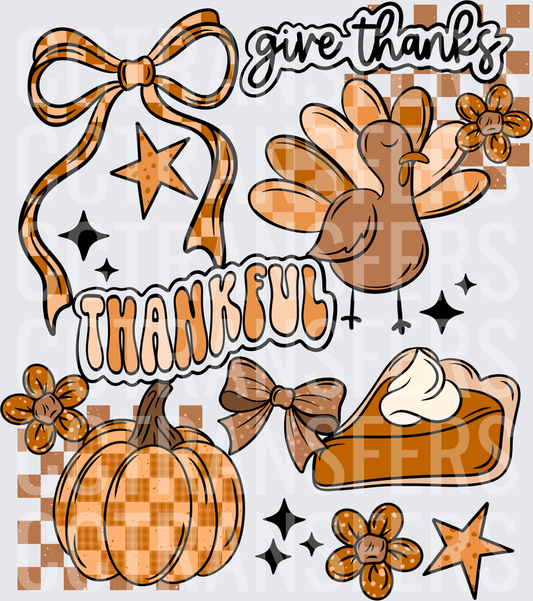Thankful Give Thanks Turkey Pumpkin Pie Fall Collage (DTF)