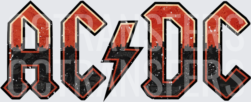 Distressed Rock Band AC DC Lightning Bolt Logo (DTF)