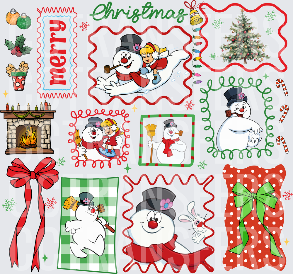 Merry Christmas Snowman Holiday Collage Bundle (DTF)