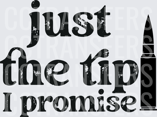 Just The Tip I Promise Distressed Bullet Graphic (DTF)