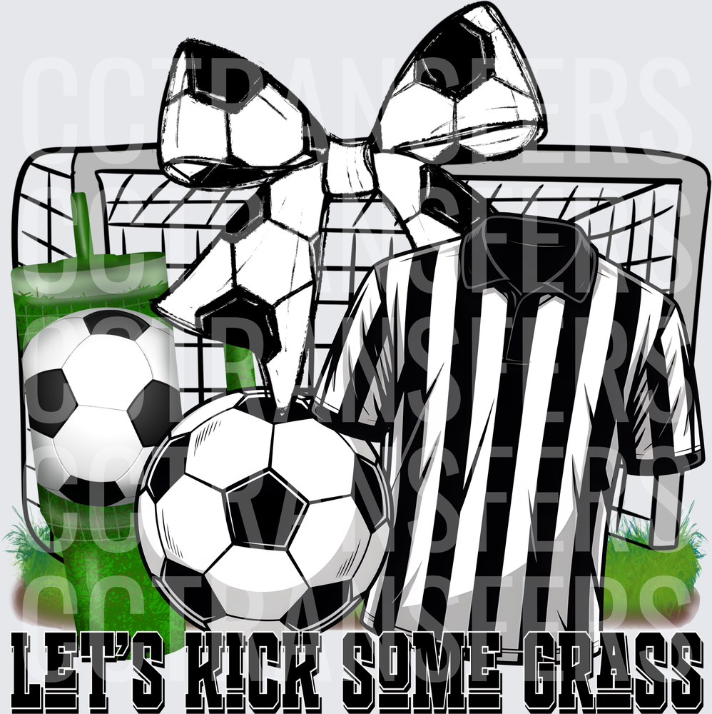 Let's Kick Some Grass Soccer Ball Bow Referee Jersey (DTF)