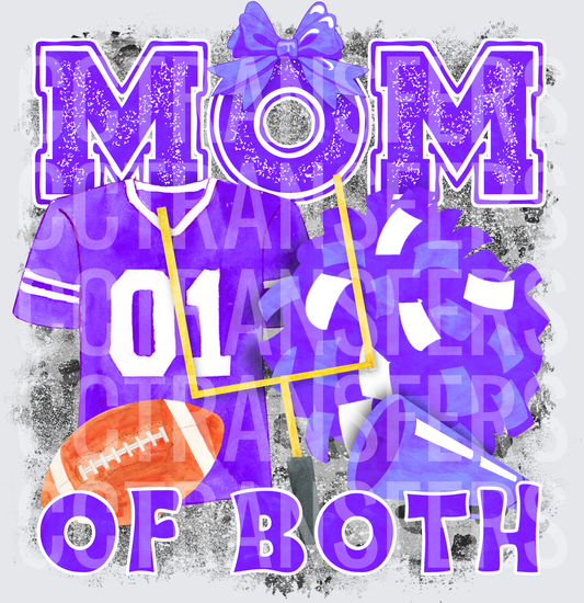 Mom Of Both Football And Cheer Purple Grunge (DTF)