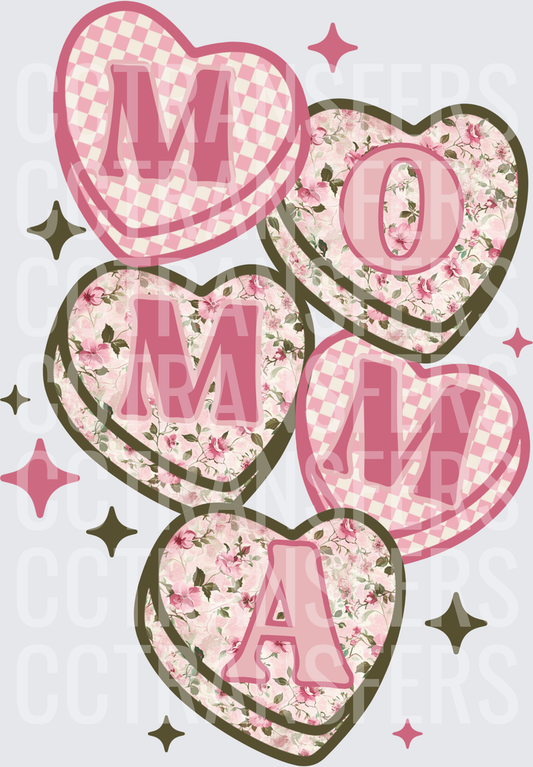 Boho Floral Checkered MOMMA Heart Stack (DTF)